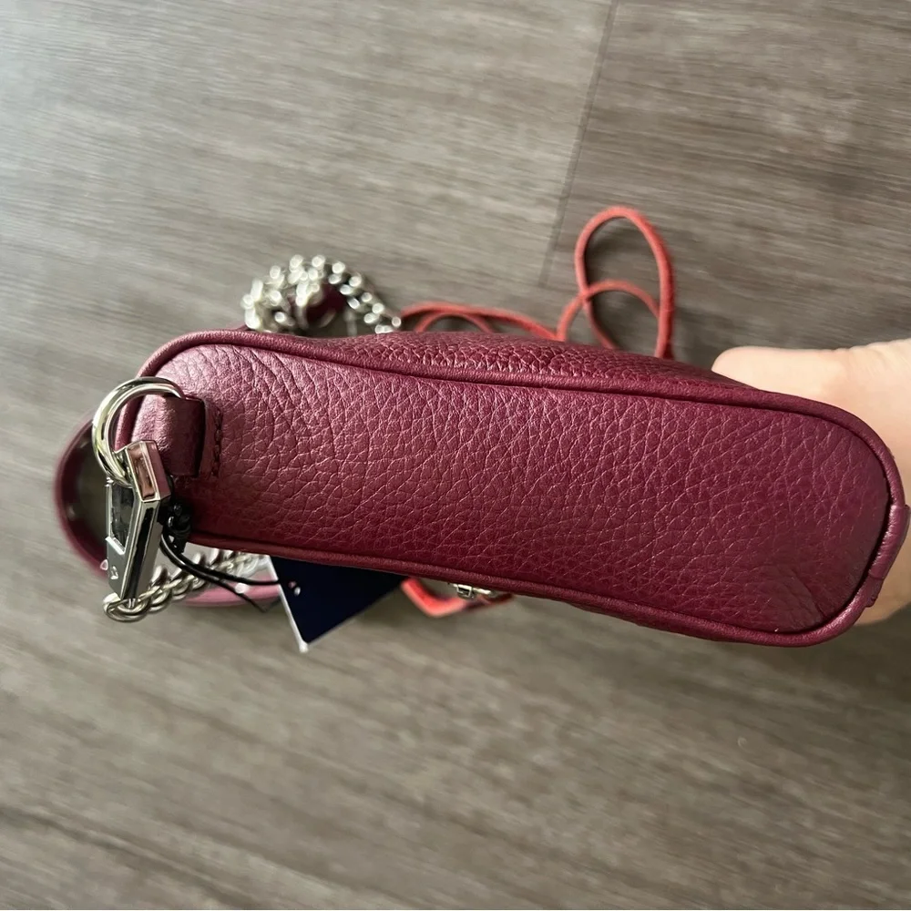 NEW Rebecca Minkoff Mini 5 Zip Convertible Crossbody Leather Bag in Port OS
